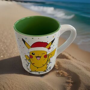 Pokemon Pikachu 2021 Santa Hat Christmas Light Holiday Coffee Mug Nintendo 14 oz